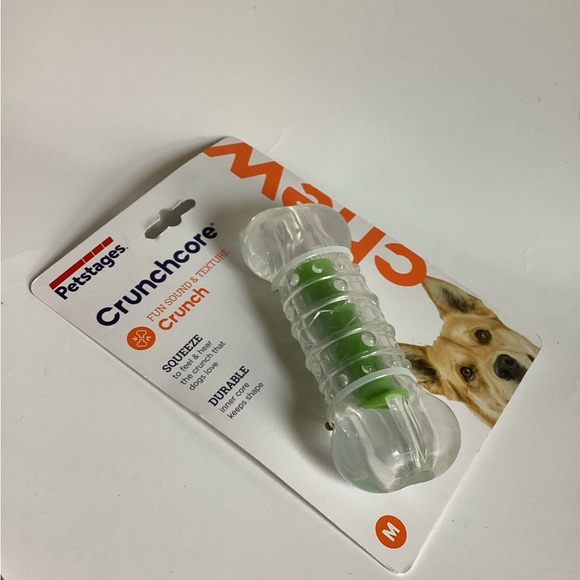Petstages ~ Crunchcore Clear/Green Bone ~Crunch Dog Toy - Picture 2 of 3
